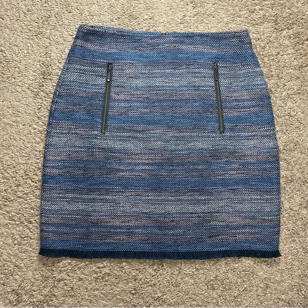 Ann Taylor Loft Skirt Size 2 Tweed Mini Skirt with Front Zipper Pockets